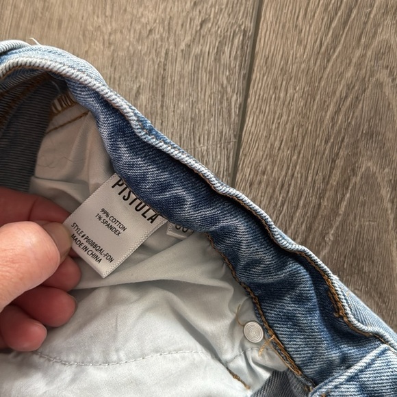 Pistola Lennon High Rise Crop Straight Leg Distressed Jeans Light Wash Size 30 - Picture 4 of 5